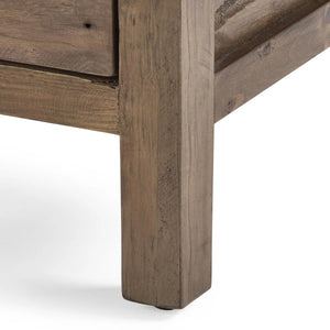 Heritage Reclaimed Wood 3 Drawer Bedside Cabinet with Industrial Metal Handles - Sleek Furniture