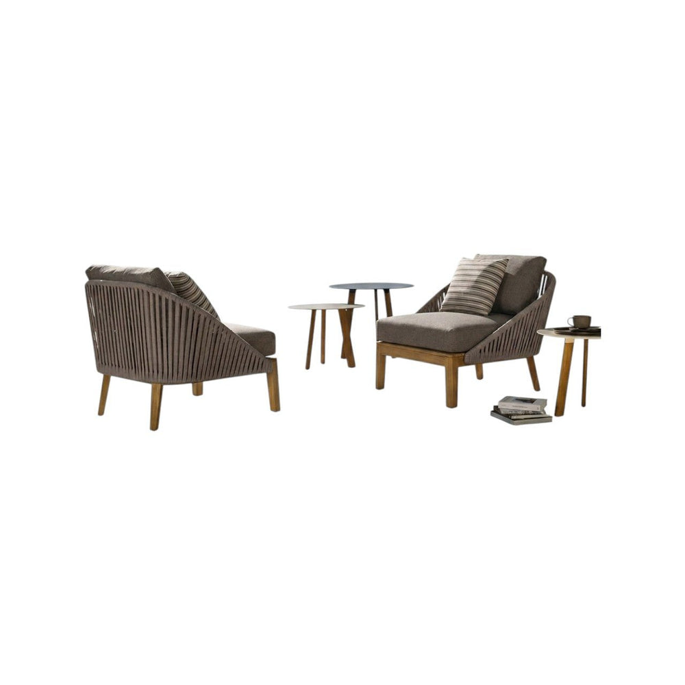 Hippolyta Outdoor Dining & Sofa Set – Modern Rattan Garden Furniture Set with Aluminium Frame, Teakwood Accents & Waterproof Cushions – Stylish Patio 4 - Seater Outdoor Lounge & Dining Set - Sleek Furniture