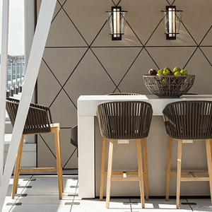 Hippolyta Outdoor Dining & Sofa Set – Modern Rattan Garden Furniture Set with Aluminium Frame, Teakwood Accents & Waterproof Cushions – Stylish Patio 4 - Seater Outdoor Lounge & Dining Set - Sleek Furniture