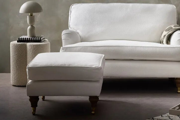 Bluebell removable cover footstool in Portland Blue