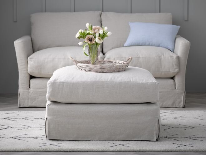 Otto Large Rectangular Footstool in Pumice House Basket Weave - My Store