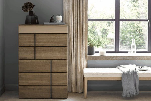 Sorrento Five Drawer Chest of Drawers in Pumice House Basket Weave - My Store