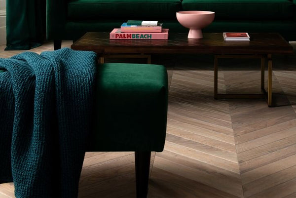 Jude Rectangular Footstool in Green Velvet - My Store
