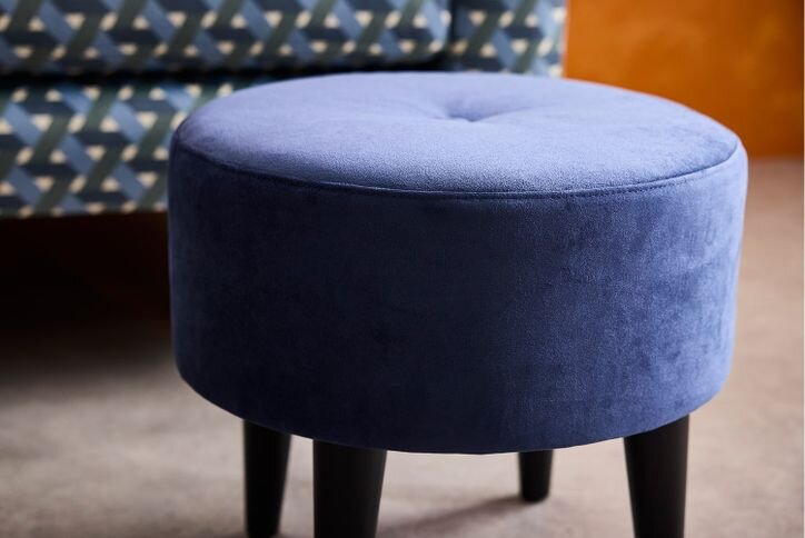 Jack Round Footstool in Ash Faux Leather - My Store