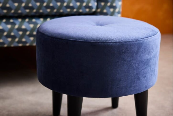 Jack Round Footstool in Ash Faux Leather - My Store
