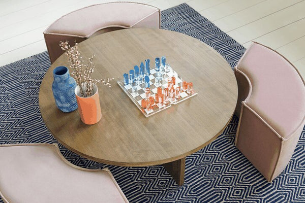 Woody Coffee Table and Nesting Stool Set in Pumice House Basket Weave - My Store