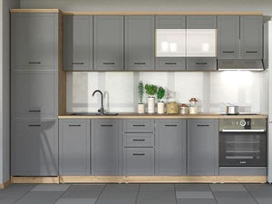 Hudson 200cm Graphite Grey Kitchen Unit Set – 10 Doors & 2 Drawers – Modern Flat Pack Storage Cabinets – 200x200x51cm - My Store
