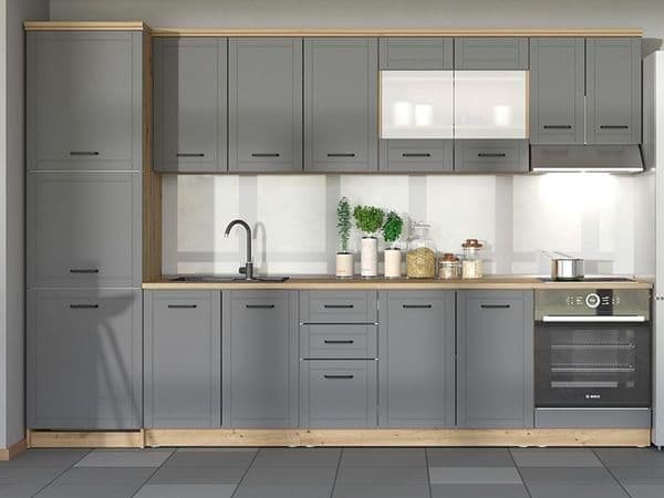 Hudson 200cm Graphite Grey Kitchen Unit Set – 10 Doors & 2 Drawers – Modern Flat Pack Storage Cabinets – 200x200x51cm - My Store