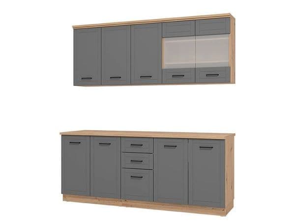 Hudson 200cm Graphite Grey Kitchen Unit Set – 10 Doors & 2 Drawers – Modern Flat Pack Storage Cabinets – 200x200x51cm - My Store