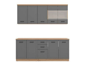 Hudson 200cm Graphite Grey Kitchen Unit Set – 10 Doors & 2 Drawers – Modern Flat Pack Storage Cabinets – 200x200x51cm - My Store