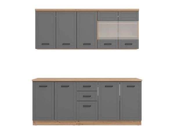 Hudson 200cm Graphite Grey Kitchen Unit Set – 10 Doors & 2 Drawers – Modern Flat Pack Storage Cabinets – 200x200x51cm - My Store
