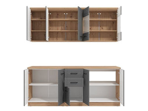 Hudson 200cm Graphite Grey Kitchen Unit Set – 10 Doors & 2 Drawers – Modern Flat Pack Storage Cabinets – 200x200x51cm - My Store
