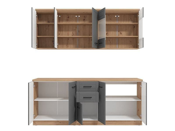 Hudson 200cm Graphite Grey Kitchen Unit Set – 10 Doors & 2 Drawers – Modern Flat Pack Storage Cabinets – 200x200x51cm - My Store