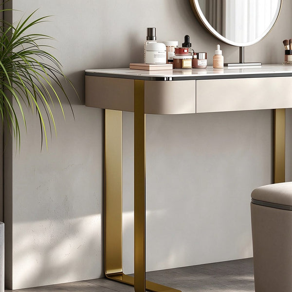 Hamlin Dressing Table with Mirror, Sintered Stone