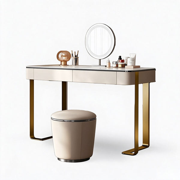 Hamlin Dressing Table with Mirror, Sintered Stone