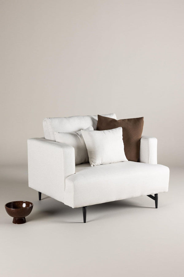 Sofia Beige Armchair | Linen-Blend Upholstery with Nordic Design & Metal Legs