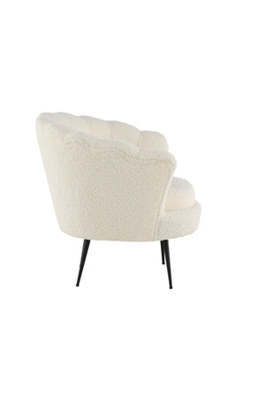 Calais White Armchair | Teddy Upholstery with Modern Design & Metal Legs