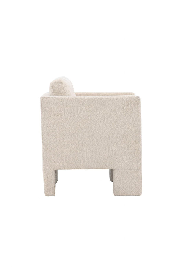 Ragusa White Armchair | Bouclé Upholstery with Nordic Design & Removable Cushions