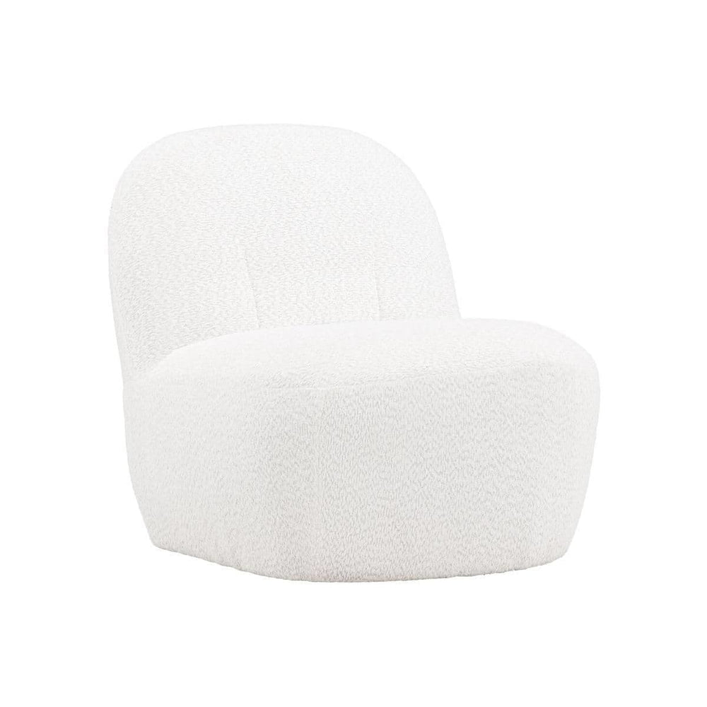 Mahla Lounge Chair – White Bouclé Fabric – Modern Accent Chair with Sculpted Base – Mmilo