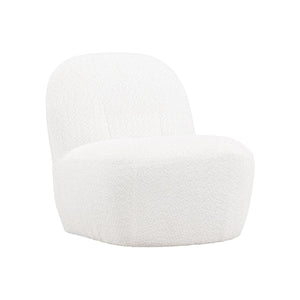 Mahla Lounge Chair – White Bouclé Fabric – Modern Accent Chair with Sculpted Base – Mmilo