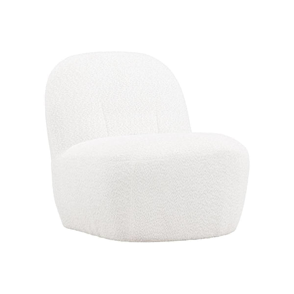 Mahla Lounge Chair – White Bouclé Fabric – Modern Accent Chair with Sculpted Base – Mmilo