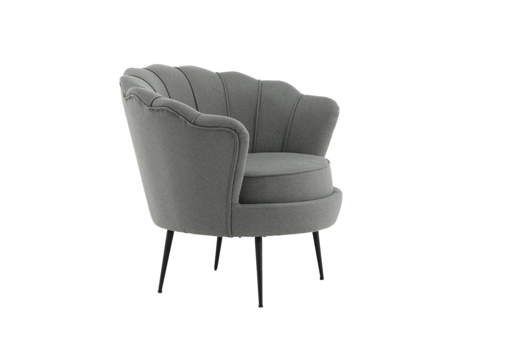 Calais Grey Armchair | Polyester Upholstery with Modern Folded Back & Metal Legs