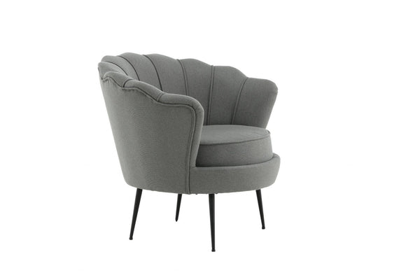 Calais Grey Armchair | Polyester Upholstery with Modern Folded Back & Metal Legs