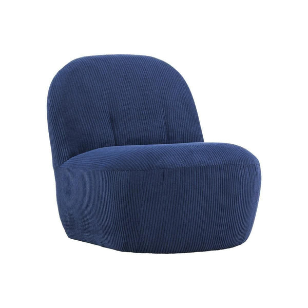 Mahla Lounge Chair – Navy Blue Corduroy – Modern Accent Chair with Sculpted Base – Mmilo