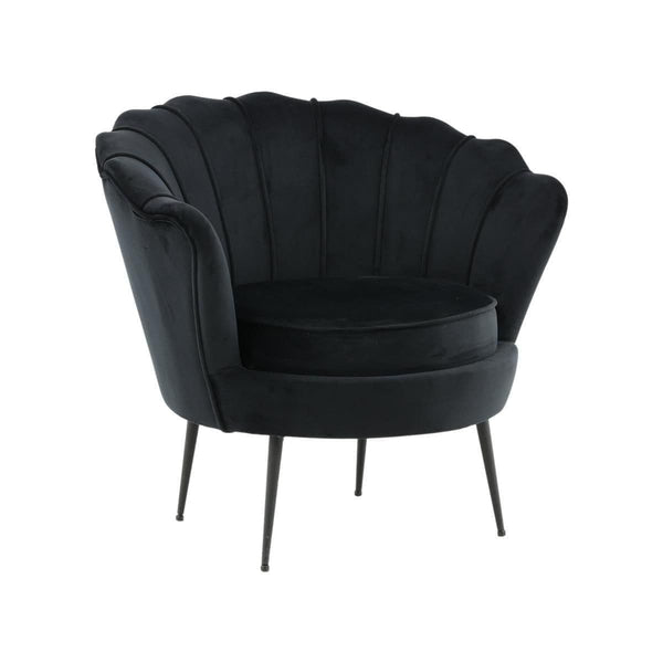 Calais Black Armchair | Velvet Upholstery with Modern Decorative Design & Metal Legs