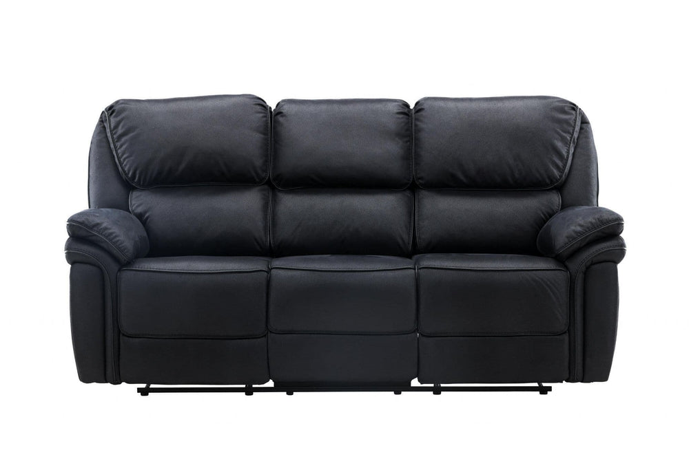 Saranda 3-Seater Recliner Sofa – Black Microfiber – Adjustable Outer Seats – Mmilo