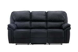 Saranda 3-Seater Recliner Sofa – Black Microfiber – Adjustable Outer Seats – Mmilo