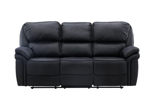 Saranda 3-Seater Recliner Sofa – Black Microfiber – Adjustable Outer Seats – Mmilo