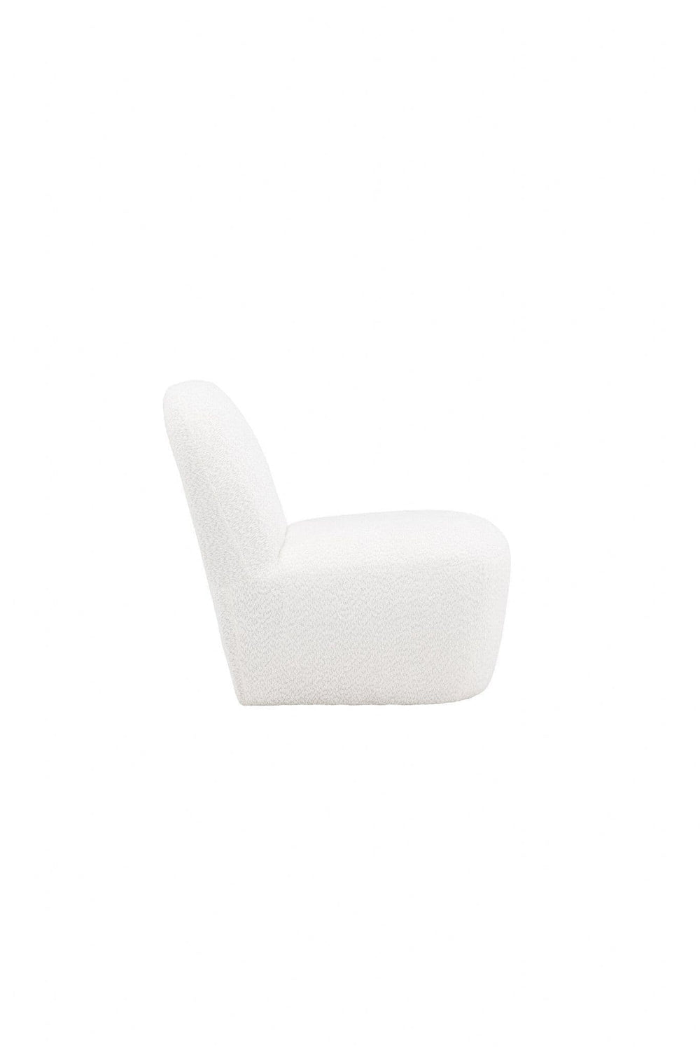 Mahla Lounge Chair – White Bouclé Fabric – Modern Accent Chair with Sculpted Base – Mmilo