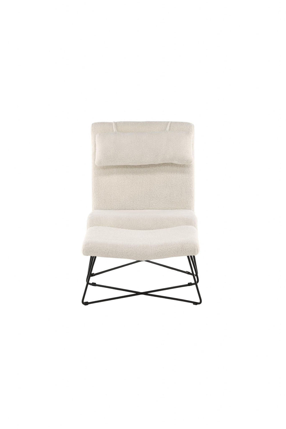 Laconia Lounge Chair with Footstool – White Bouclé Fabric – Modern Scandinavian Accent Chair – Mmilo