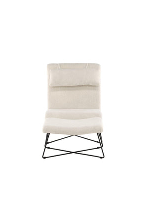 Laconia Lounge Chair with Footstool – White Bouclé Fabric – Modern Scandinavian Accent Chair – Mmilo