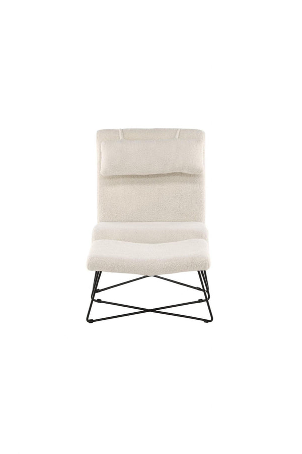 Laconia Lounge Chair with Footstool – White Bouclé Fabric – Modern Scandinavian Accent Chair – Mmilo