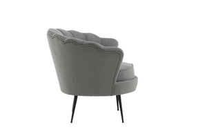 Calais Grey Armchair | Polyester Upholstery with Modern Folded Back & Metal Legs