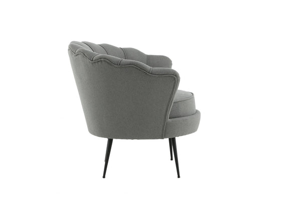 Calais Grey Armchair | Polyester Upholstery with Modern Folded Back & Metal Legs