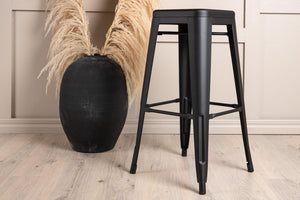 Tempe Bar Chair Set of 4 – Matte Black Steel – Modern Industrial High Stools for Kitchen & Dining