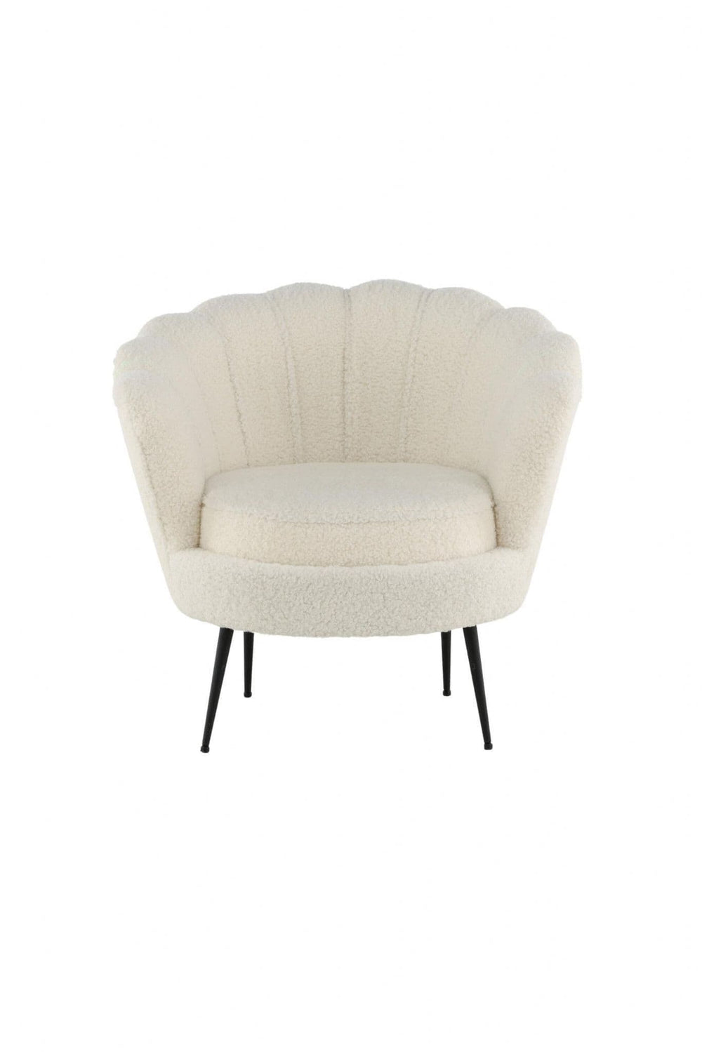 Calais White Armchair | Teddy Upholstery with Modern Design & Metal Legs