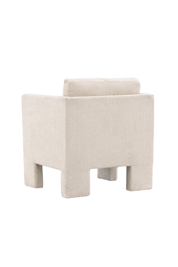 Ragusa White Armchair | Bouclé Upholstery with Nordic Design & Removable Cushions
