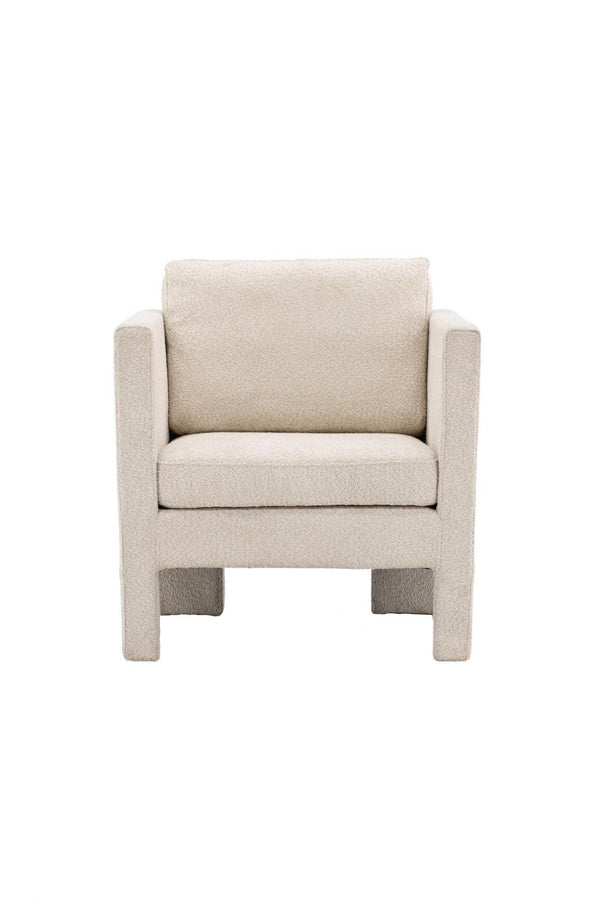 Ragusa White Armchair | Bouclé Upholstery with Nordic Design & Removable Cushions
