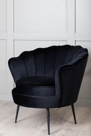 Calais Dark Grey Armchair | Velvet Upholstery with Modern Decorative Design & Metal Legs