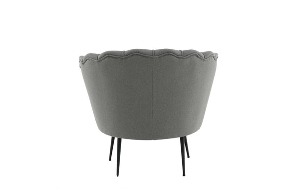 Calais Grey Armchair | Polyester Upholstery with Modern Folded Back & Metal Legs