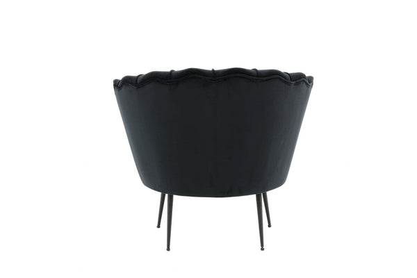 Calais Black Armchair | Velvet Upholstery with Modern Decorative Design & Metal Legs