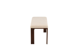 Chester White Bench | Soft Fleece Upholstered Seat with Walnut Wood Legs