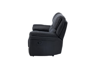Saranda 3-Seater Recliner Sofa – Black Microfiber – Adjustable Outer Seats – Mmilo