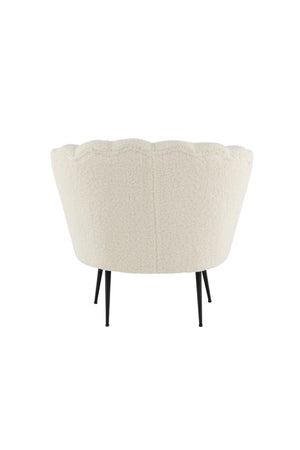 Calais White Armchair | Teddy Upholstery with Modern Design & Metal Legs