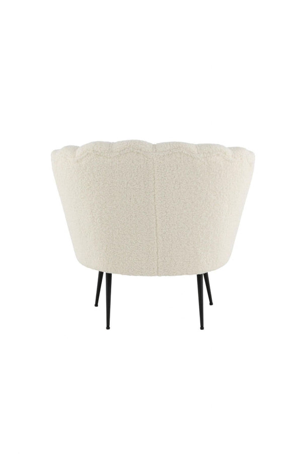 Calais White Armchair | Teddy Upholstery with Modern Design & Metal Legs