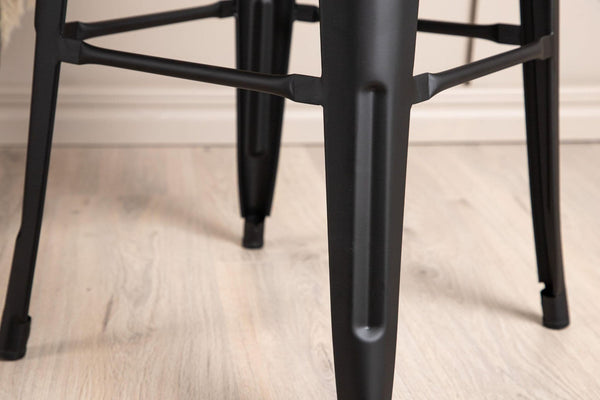 Tempe Bar Chair Set of 4 – Matte Black Steel – Modern Industrial High Stools for Kitchen & Dining